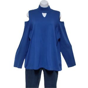 🌹Susan Graver Royal Blue Cold Shoulder Sweater sz L